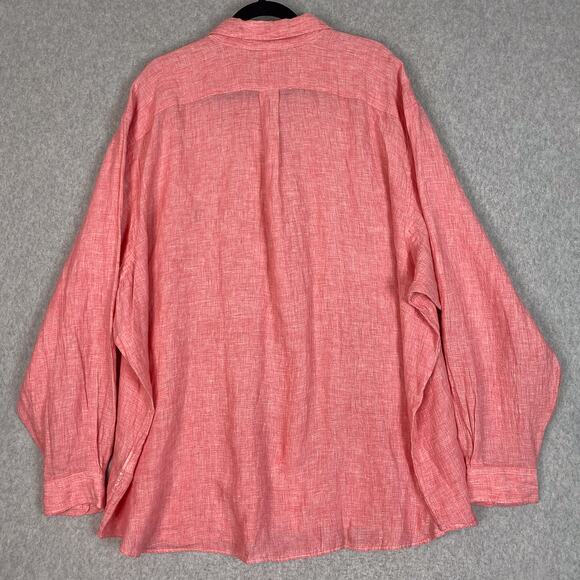 Polo Ralph Lauren Shirt Mens 3XB Pink 100% Linen Long Sleeve Button Down Shirt - Picture 6 of 12